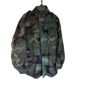US Army M65 Field Jacket Woodland Camo Cold Weather Coat Med Reg W/ Liner READ